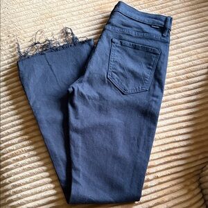 MOTHER Black Frayed Hem Flare Jeans